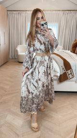 Antalya  Tan Eyelet Maxi Dress