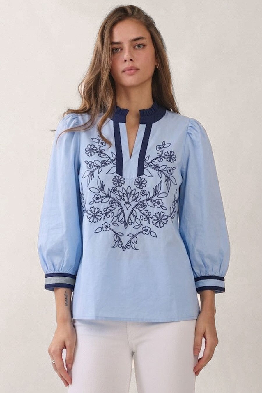 Embroidered Blouse Blue