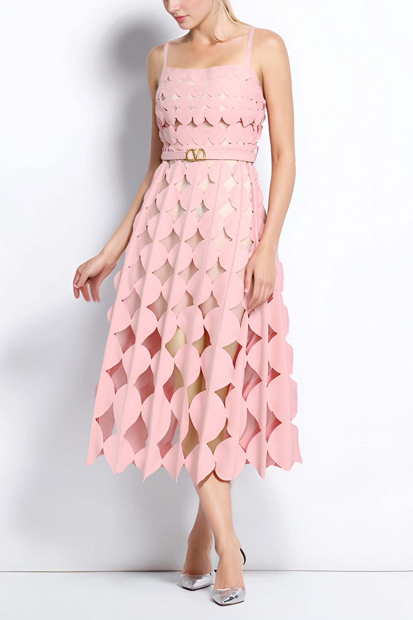 Circle Cutouts Dress in Pink Large Circle Cutouts Dress in Pink Large