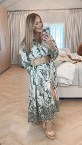 Antalya  Tan Eyelet Maxi Dress