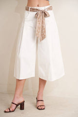 Meagan solid woven culotte pantin White