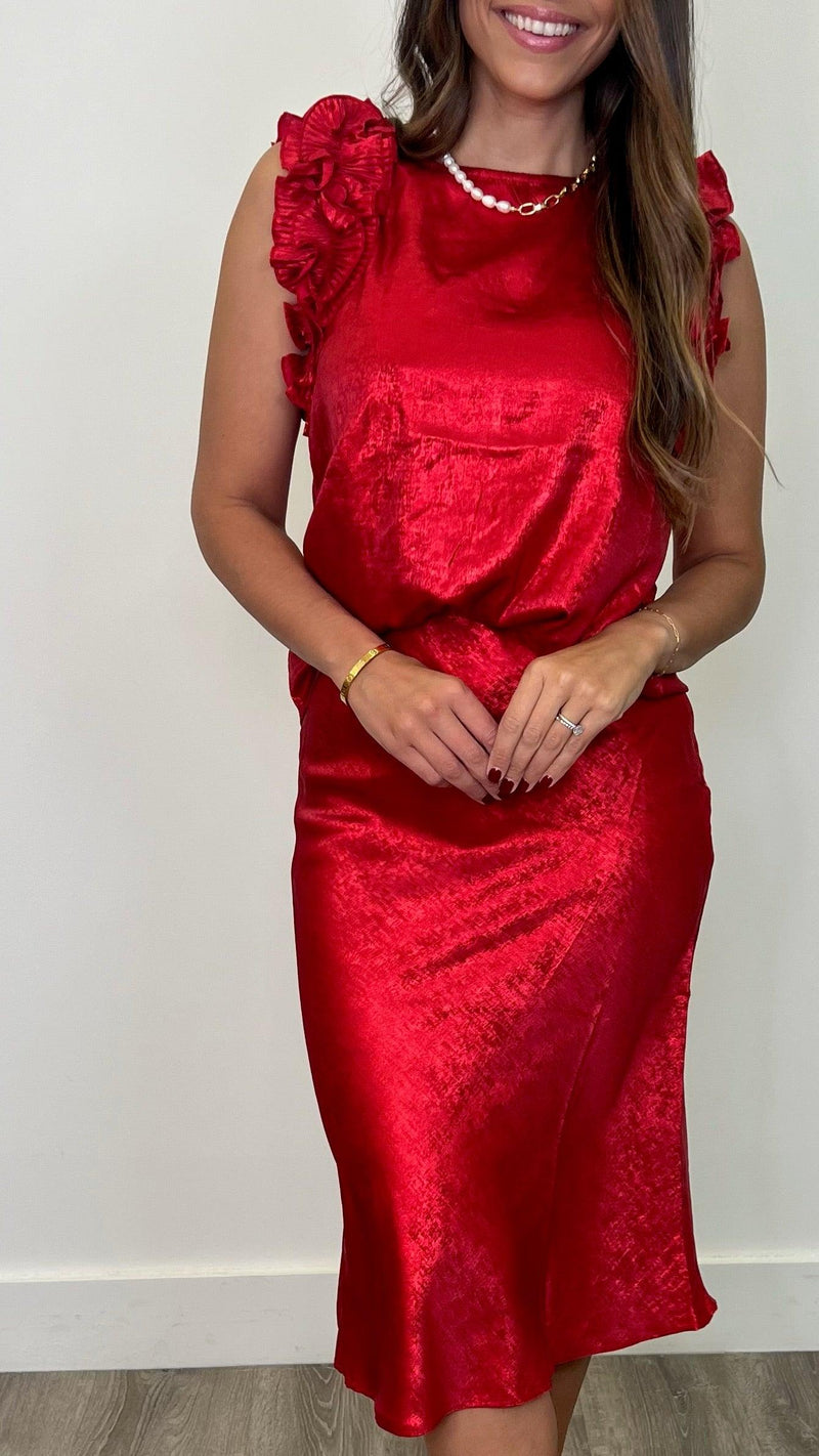 Leila Red Satin Skirt - PRINZZESA BOUTIQUE