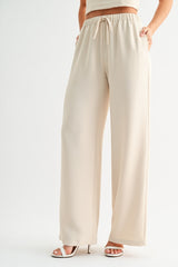 Light Taupe Relaxed Tie-waist Wide Leg Pants