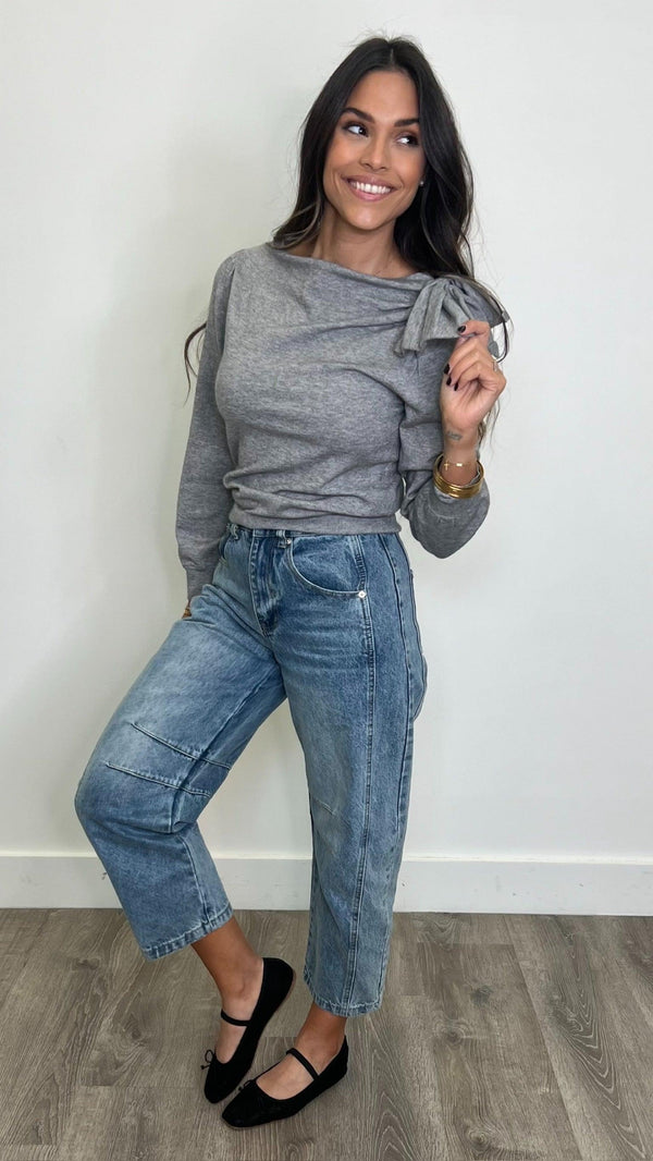 Esme Grey Top - PRINZZESA BOUTIQUE