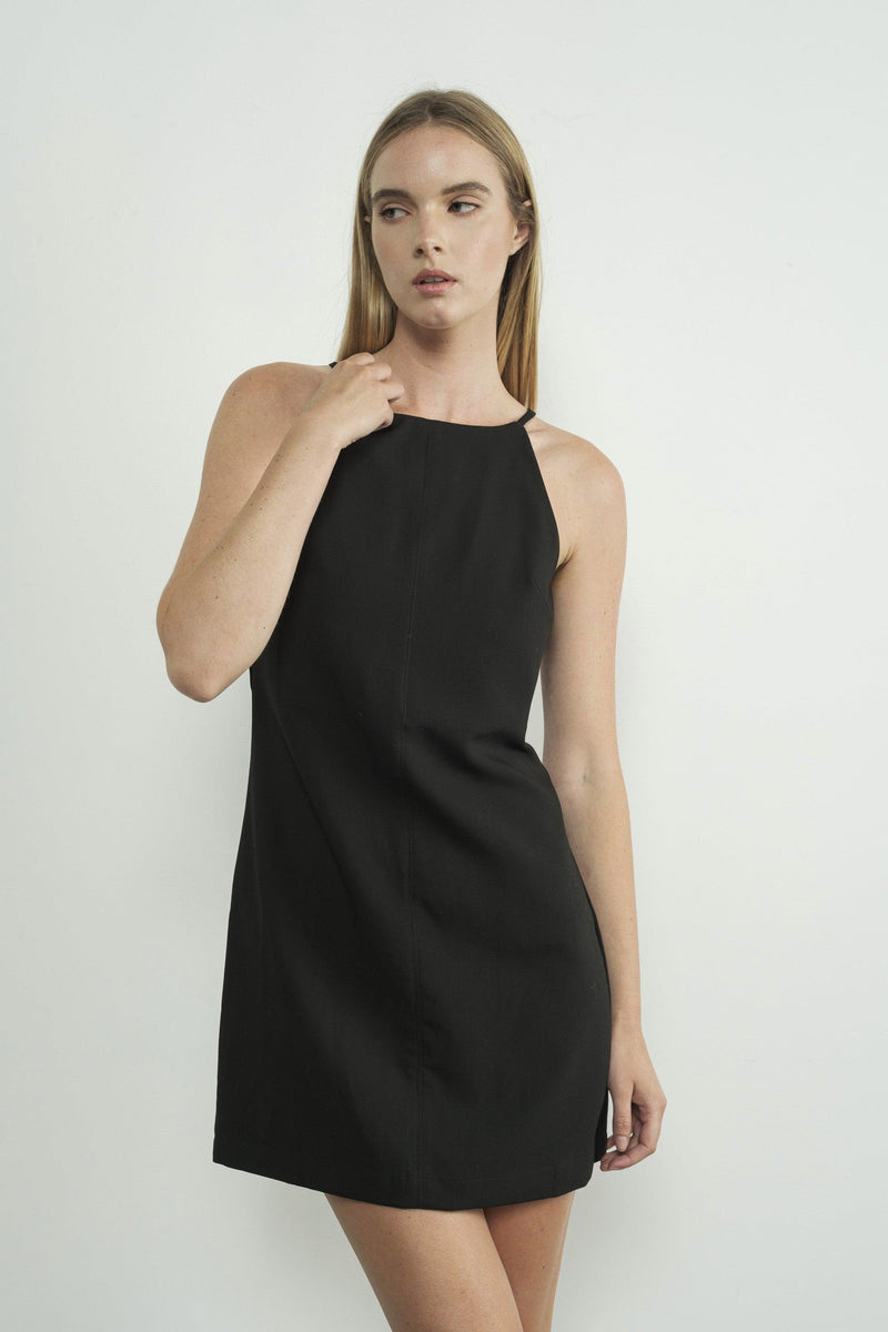 Tina Black Halter Mini Dress - PRINZZESA BOUTIQUE