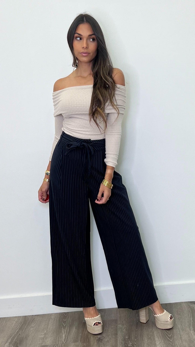 Aurelia Navy Striped Pants