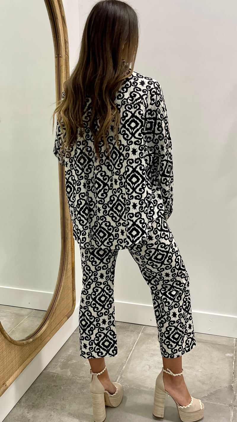 Black and White Geo Print Pants
