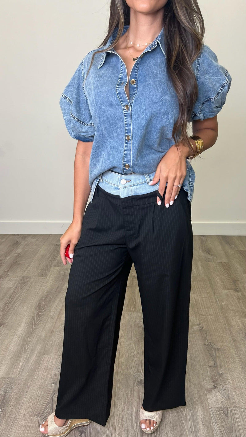 Giolino Black Pinstripe Pants