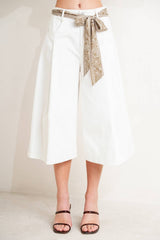 Meagan solid woven culotte pantin White