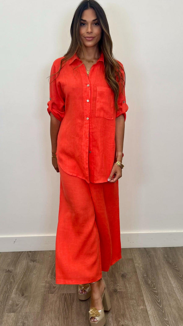 Lucia Linen Button Up Top - PRINZZESA BOUTIQUE
