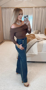 Daphne Root Beer Knit Top