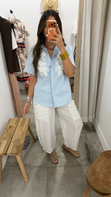 Button-up Shirt With Floral Embroidery Detail