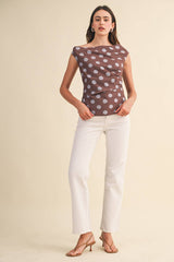 POLKA DOT OFF SHOULDER TOP Brown