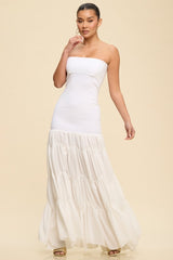 WhiteTiered Maxi Dress White
