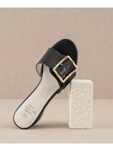 The Tucson Black Low Heel with Bamboo Buckle - PRINZZESA BOUTIQUE