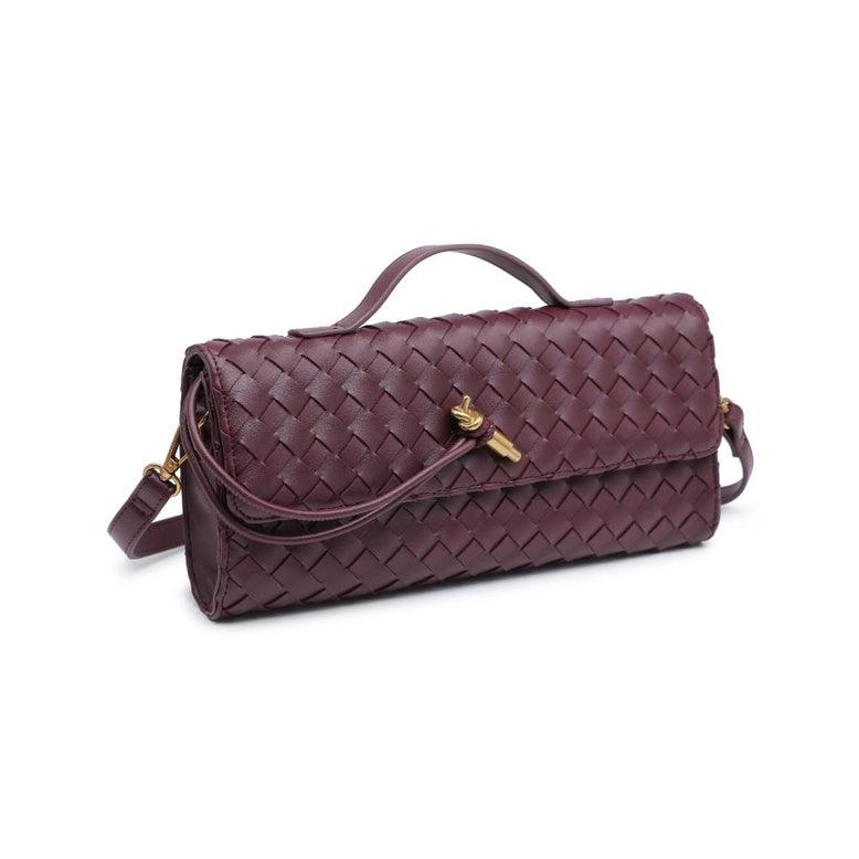 Ada Top Handle Woven East West Clutch Crossbody Wine - PRINZZESA BOUTIQUE