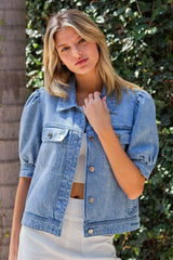 Puffy Sleeve Denim Jacket