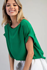 Alley Boatneck Top Kelly Green