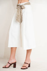 Meagan solid woven culotte pantin White