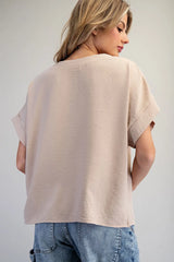 The Mari V Neck Top Taupe