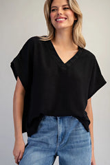 The Mari V Neck Top Black