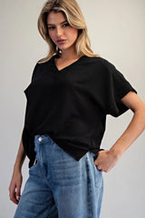The Mari V Neck Top Black