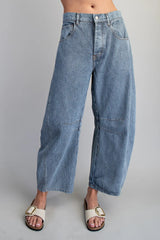 Striped Barrel Denim Pants