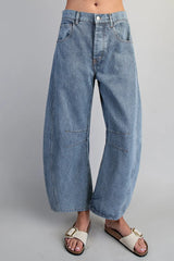 Striped Barrel Denim Pants