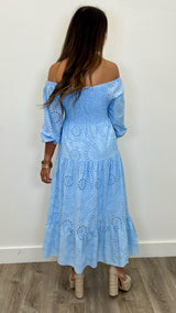 Isabella Eyelet Maxi Dress - PRINZZESA BOUTIQUE