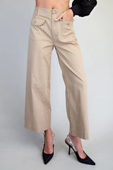Merry Scalloped pocket Trousers in Taupe