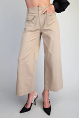 Merry Scalloped pocket Trousers in Taupe
