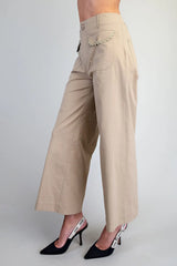 Merry Scalloped pocket Trousers in Taupe