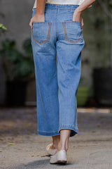 Denim Stitched Palazzo Pants