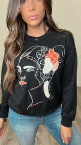 Mayra Embroidered Black Top