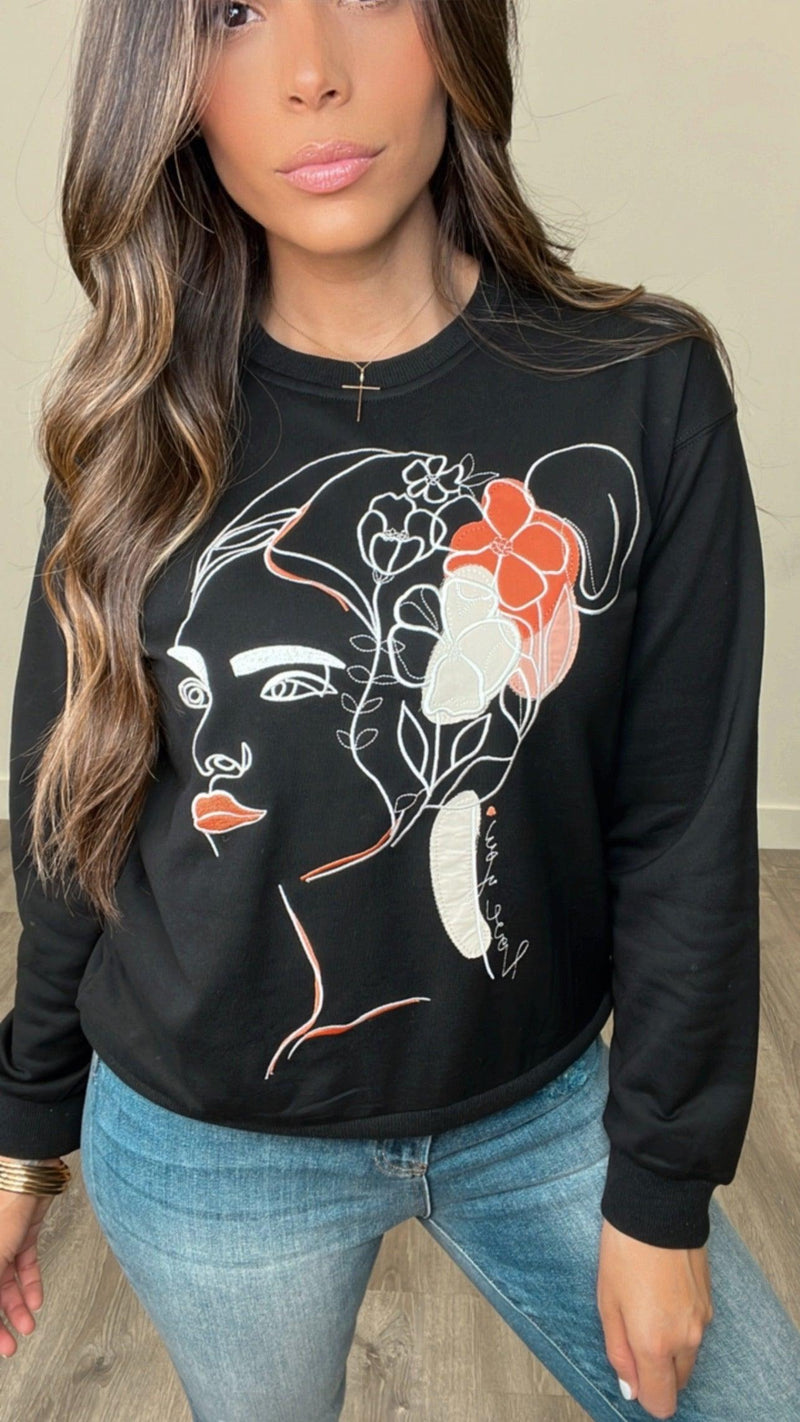Mayra Embroidered Black Top - PRINZZESA BOUTIQUE