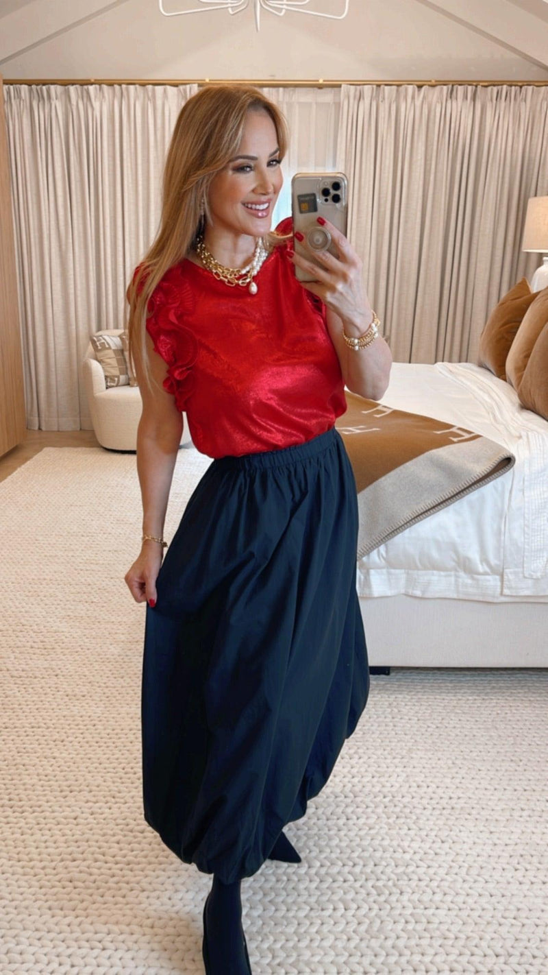 Giselle Black Bubble Midi Skirt - PRINZZESA BOUTIQUE