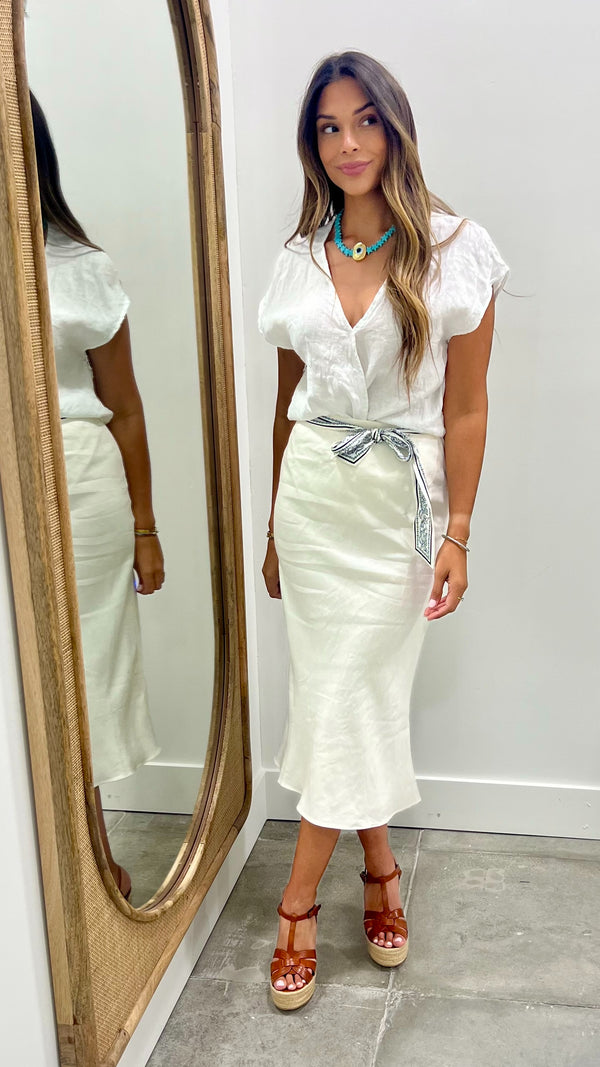 Abela White Midi Skirt