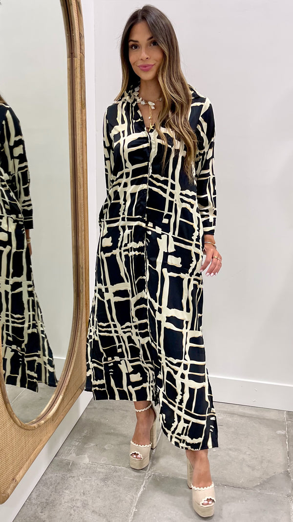 Mina Black Printed Dress