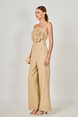 Floral Applique Strapless Jumpsuit