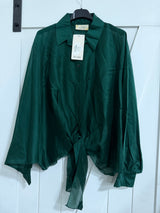 Italian Tie front Blouse in Green