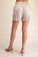 Lace Edge Shorts Almond