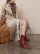 The Tara Red Two Paneled Western Boot - PRINZZESA BOUTIQUE