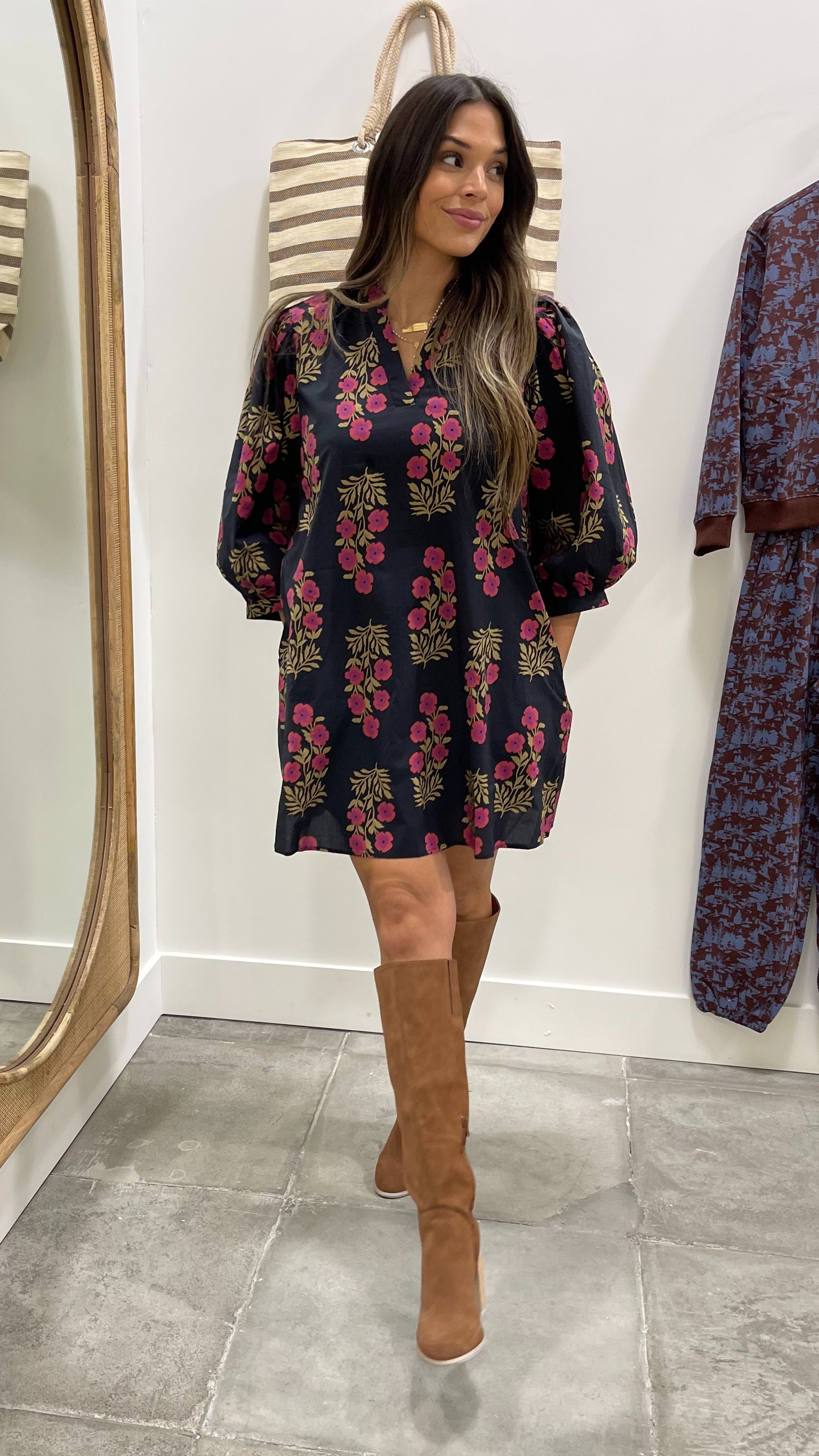 Florence Floral Black Dress