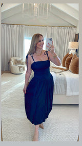 Veronica Black Midi Balloon Dress