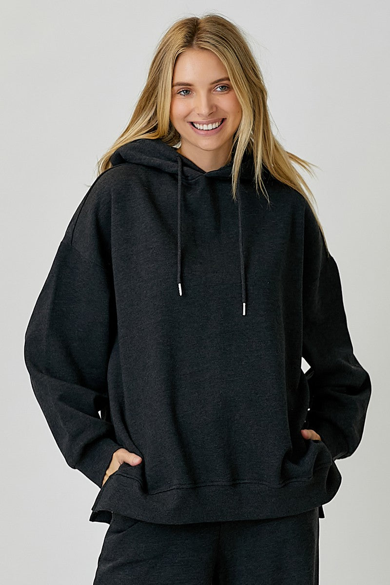 Leilani Oversized Hoodie Sweater Washed Black - PRINZZESA BOUTIQUE