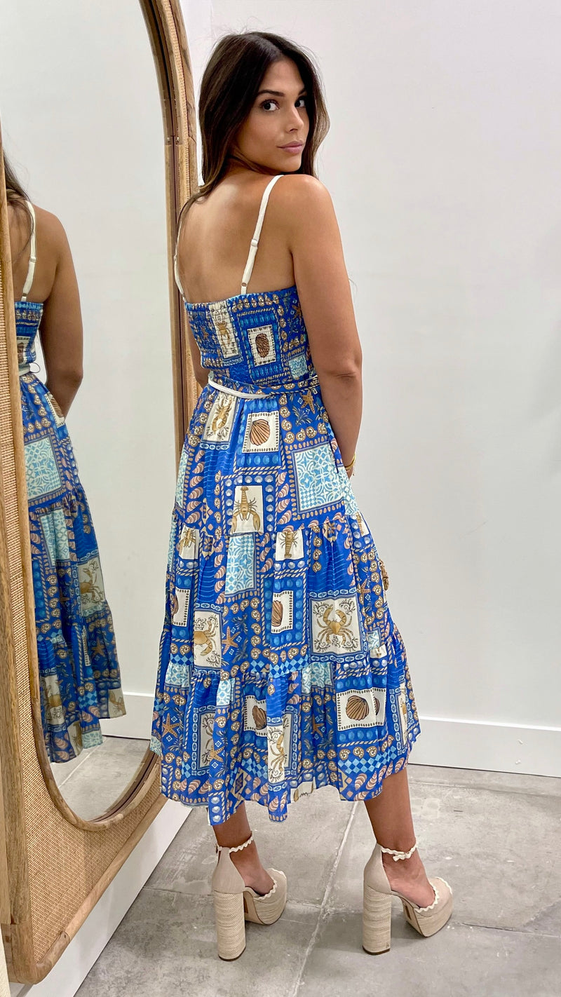 Boca Chica Dress Blue Coastal Print