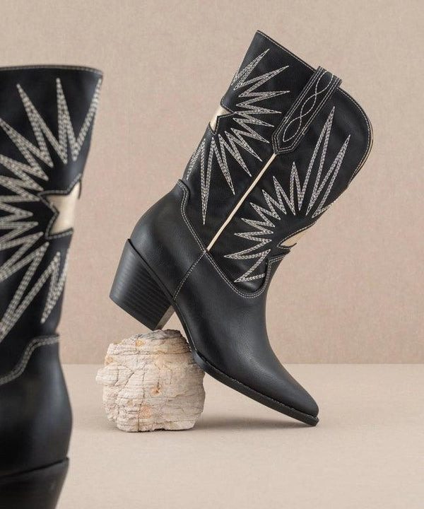 The Bristol Black Star Burst Western Boot - PRINZZESA BOUTIQUE