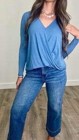 Indra Gray Blue Blouse - PRINZZESA BOUTIQUE
