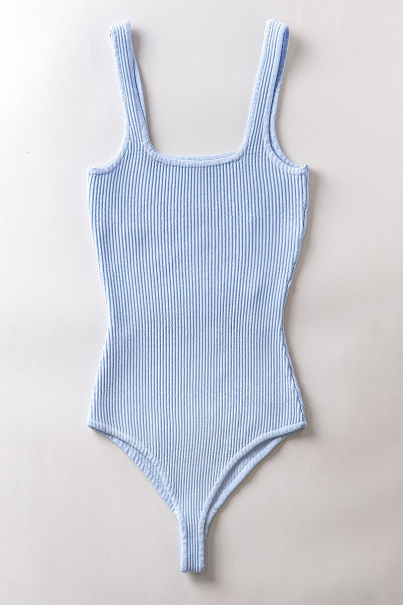 Rory Square Neck Bodysuit in Sky Blue - PRINZZESA BOUTIQUE