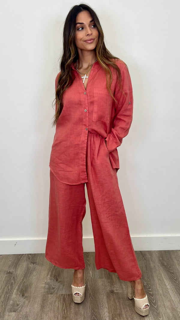 Lucia Linen Button Up Top - PRINZZESA BOUTIQUE